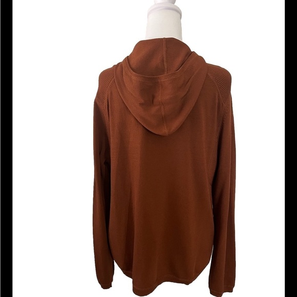 Chico’s 2 Hooded Zip Up Coffee Colored Sweater Large - Picture 4 of 7